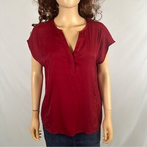 Women's Red V-Neck Top